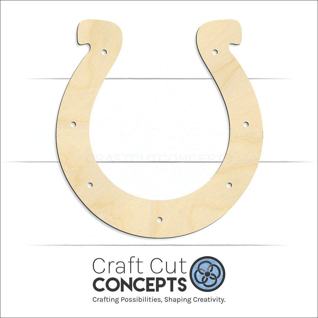 Craft Cut Concepts Logo under a wood Horse Shoe craft shape and blank