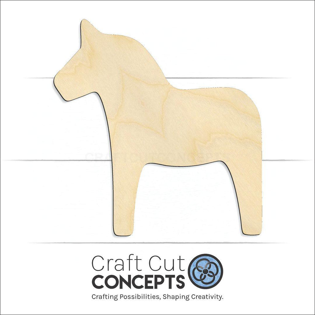 Craft Cut Concepts Logo under a wood Dala Horse craft shape and blank