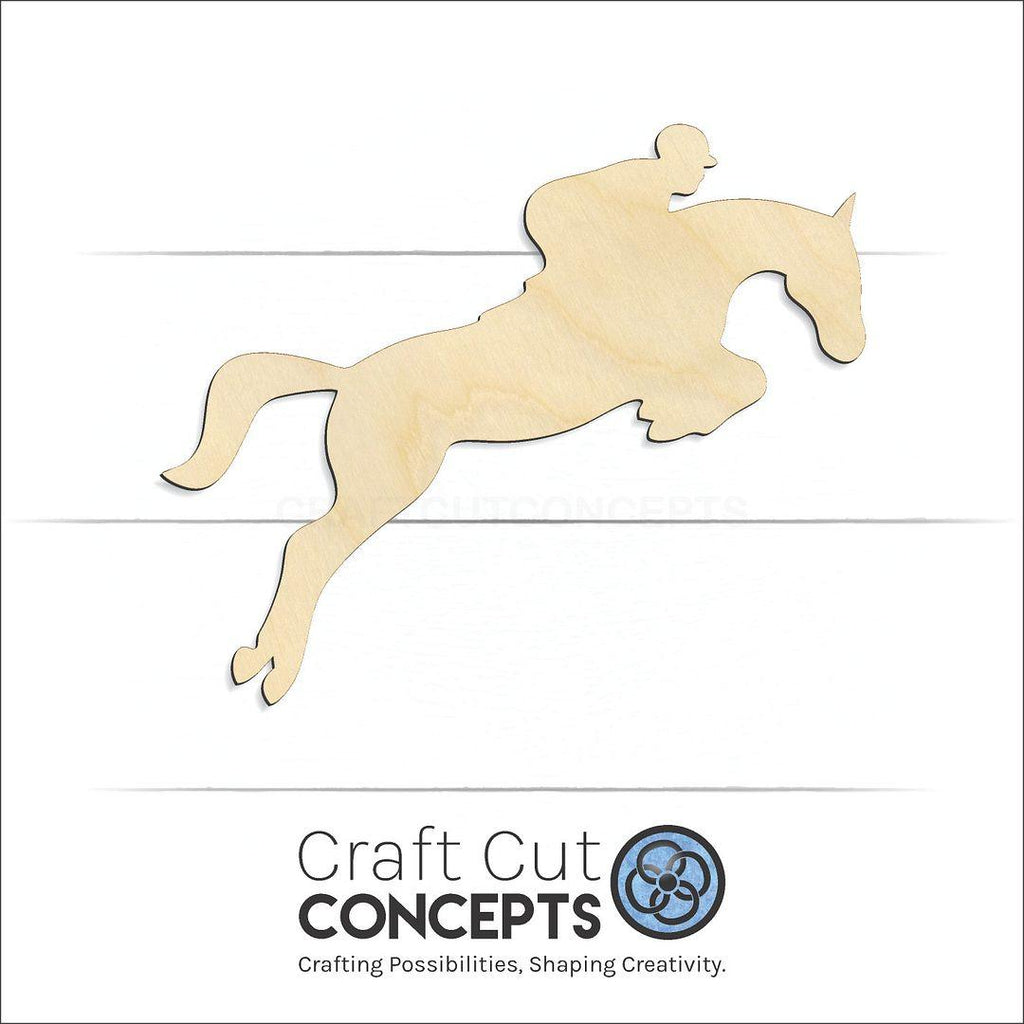 Craft Cut Concepts Logo under a wood Horse with rider craft shape and blank