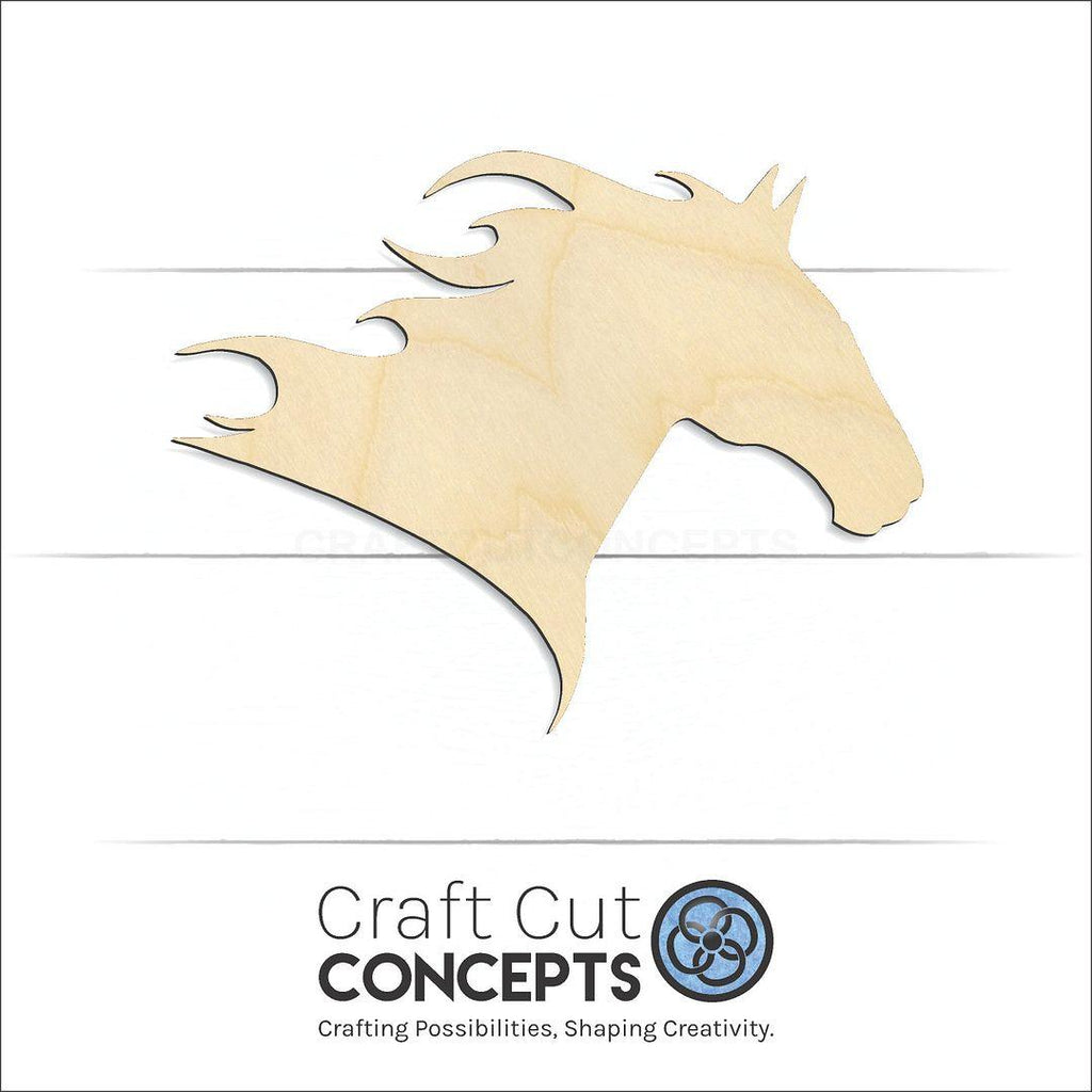 Craft Cut Concepts Logo under a wood Horse Head craft shape and blank