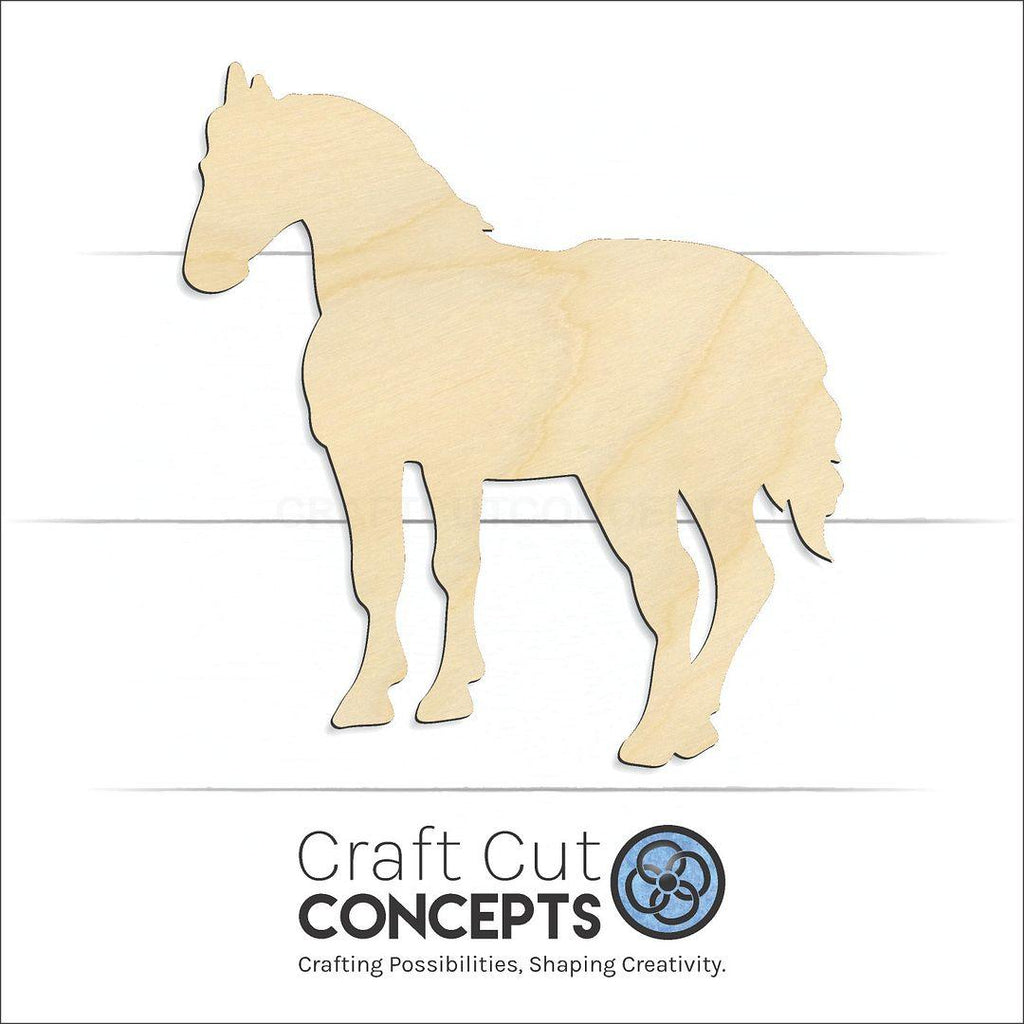 Craft Cut Concepts Logo under a wood Horse craft shape and blank