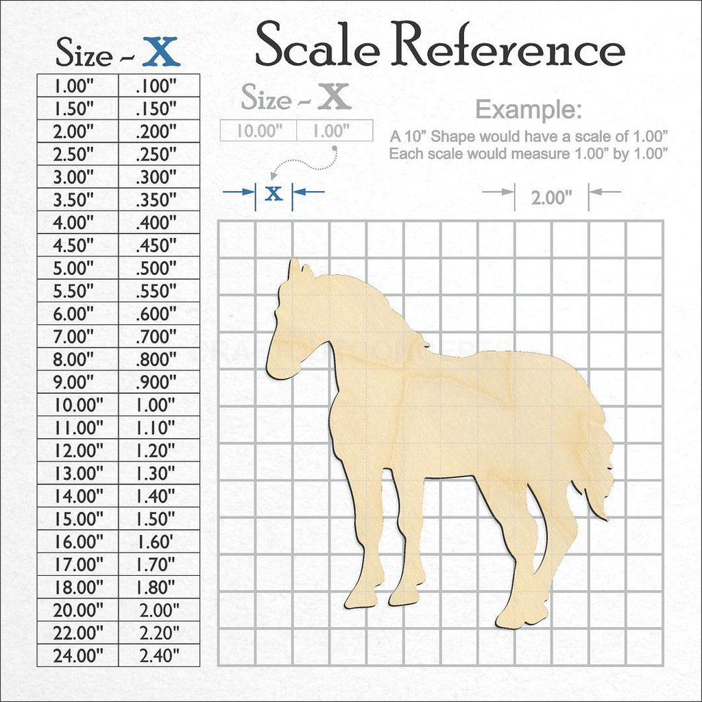 A scale and graph image showing a wood Horse craft blank