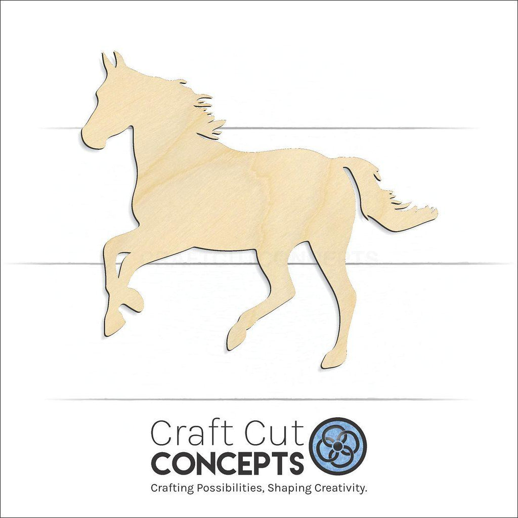 Craft Cut Concepts Logo under a wood Horse craft shape and blank