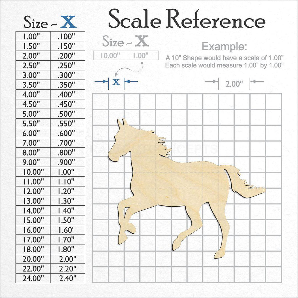 A scale and graph image showing a wood Horse craft blank