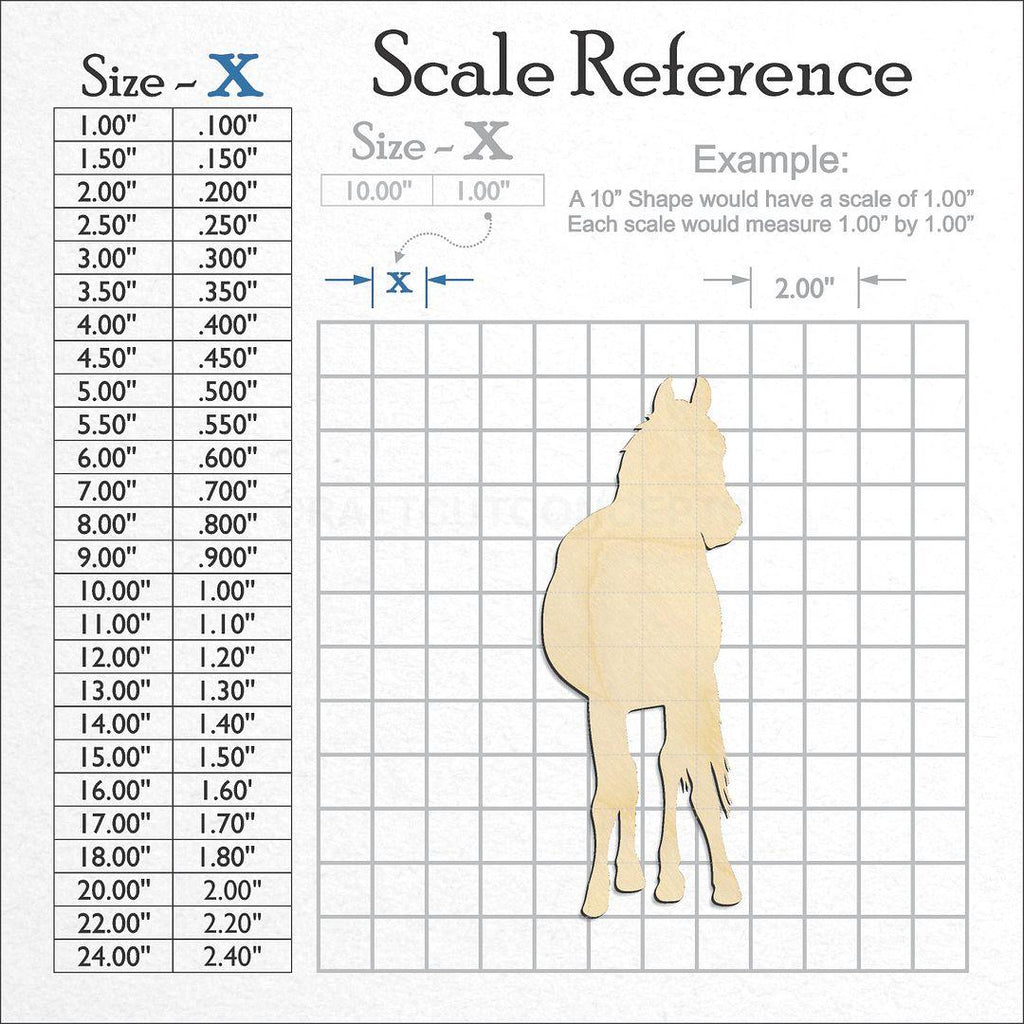 A scale and graph image showing a wood Horse craft blank