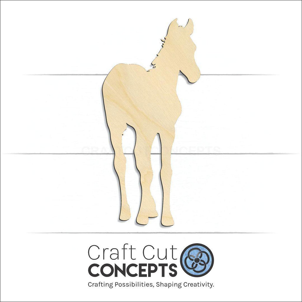 Craft Cut Concepts Logo under a wood Baby Horse craft shape and blank