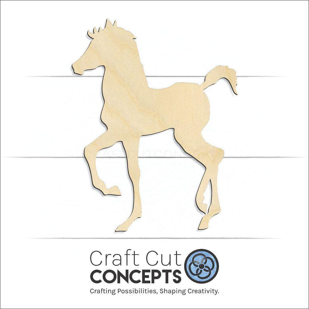 Craft Cut Concepts Logo under a wood Baby Horse craft shape and blank