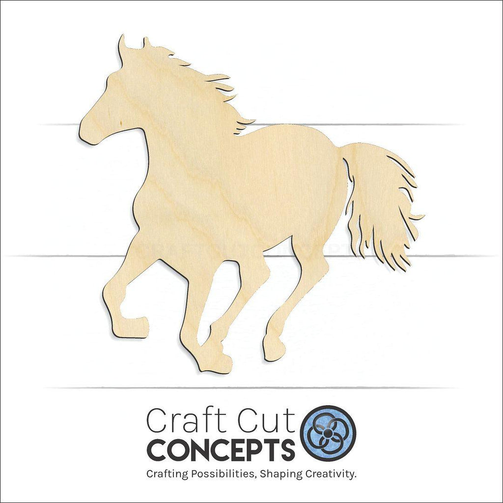 Craft Cut Concepts Logo under a wood Horse craft shape and blank