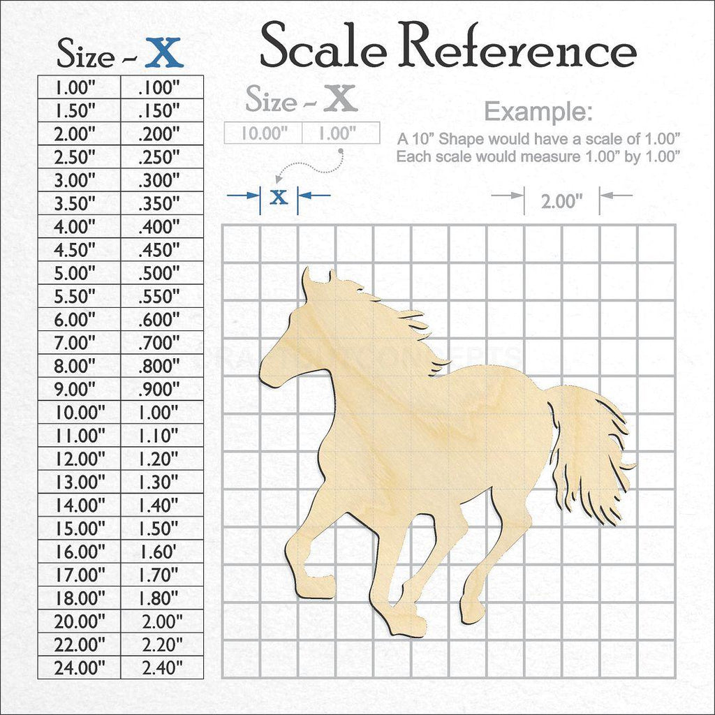 A scale and graph image showing a wood Horse craft blank