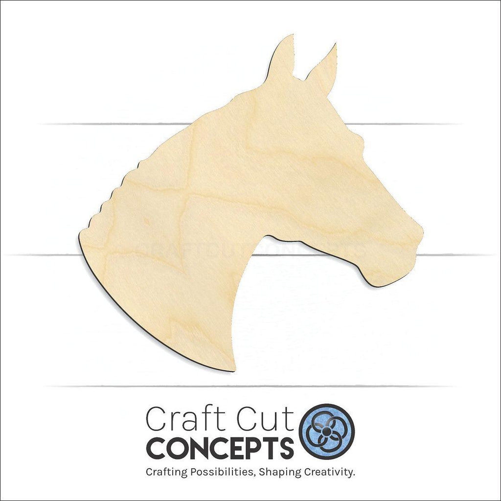 Craft Cut Concepts Logo under a wood Horse Head craft shape and blank