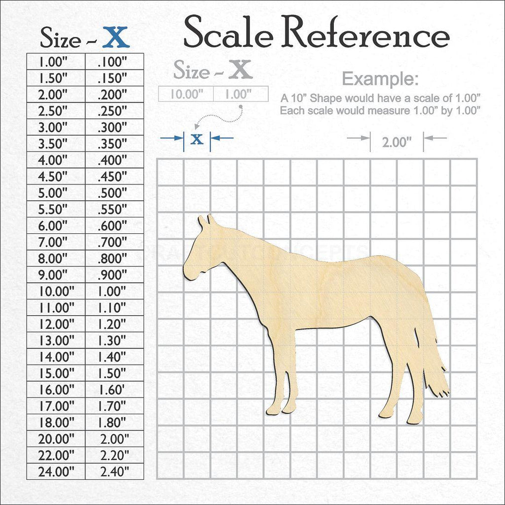 A scale and graph image showing a wood Horse craft blank