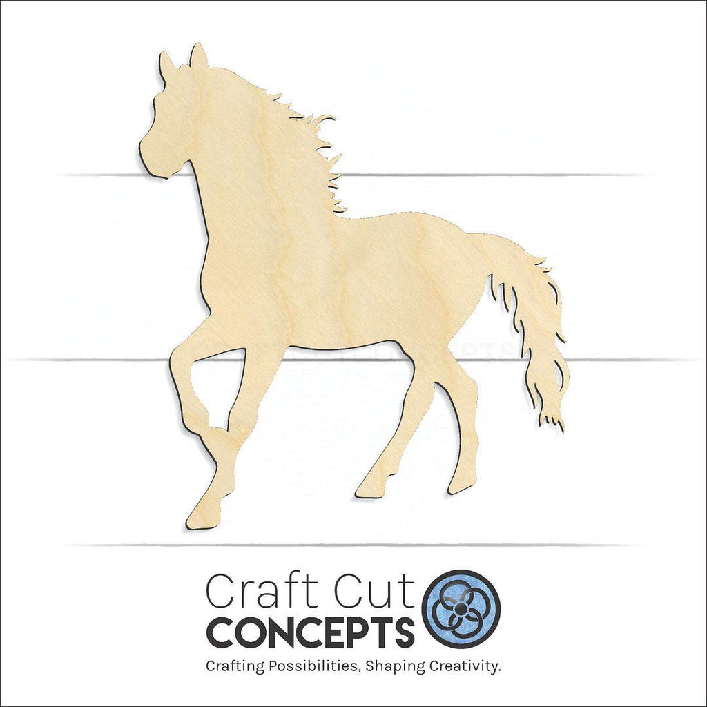 Craft Cut Concepts Logo under a wood Horse craft shape and blank