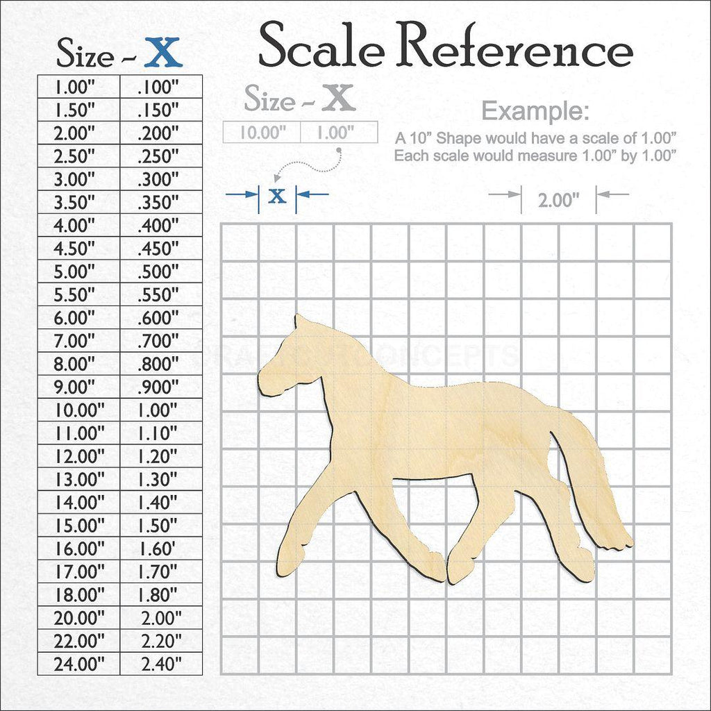 A scale and graph image showing a wood Horse craft blank