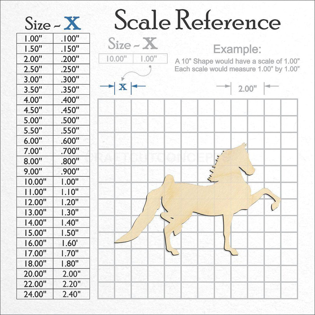 A scale and graph image showing a wood Parade Horse craft blank