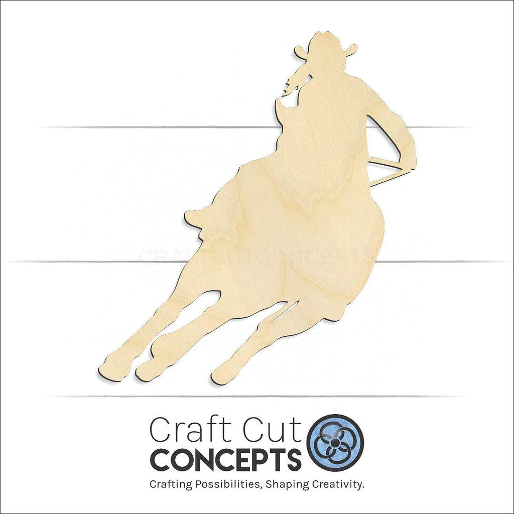 Craft Cut Concepts Logo under a wood Horse Rider Jumping craft shape and blank