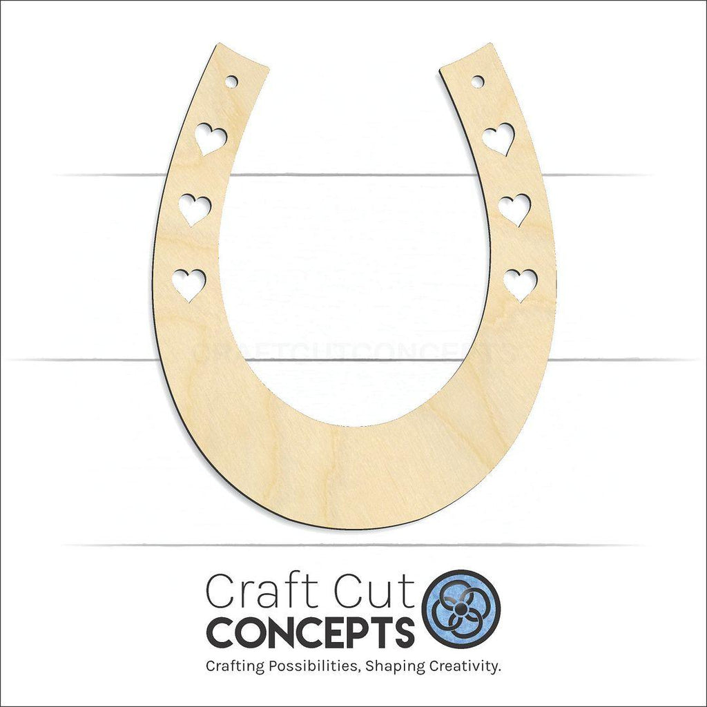 Craft Cut Concepts Logo under a wood Horseshoe Hearts craft shape and blank