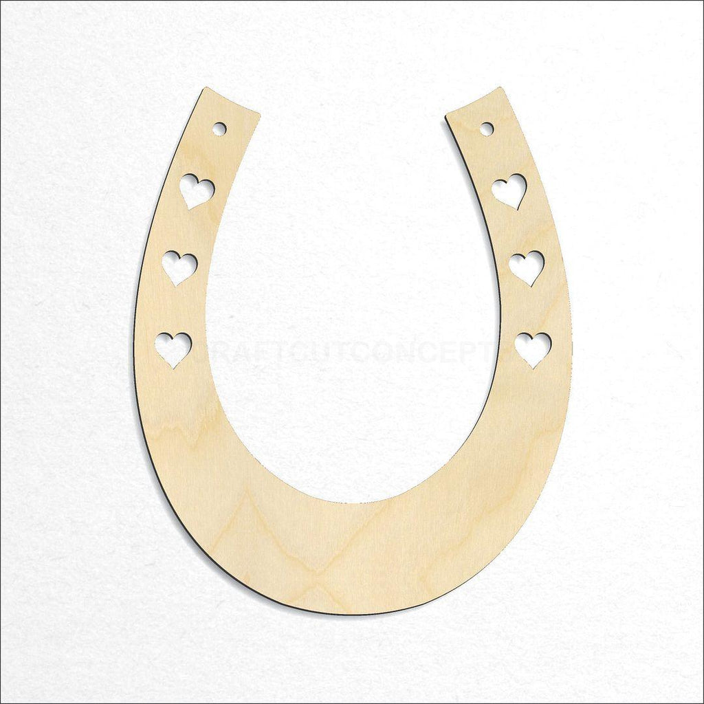 Wooden Horseshoe Hearts craft shape available in sizes of 2 inch and up