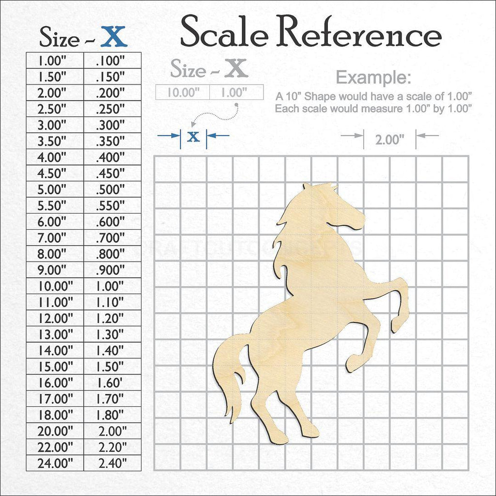 A scale and graph image showing a wood Horse craft blank