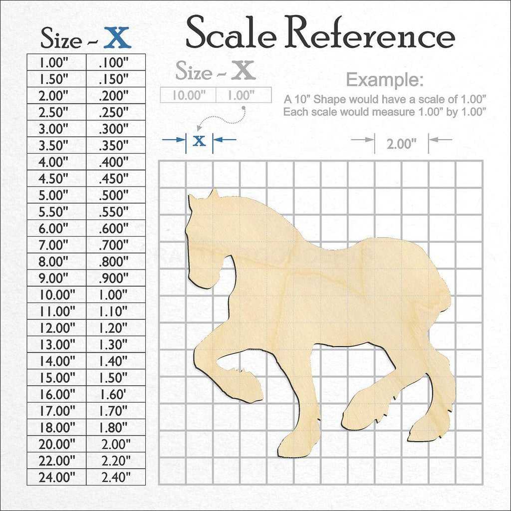 A scale and graph image showing a wood Horse craft blank