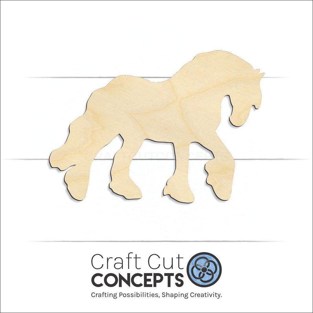 Craft Cut Concepts Logo under a wood Gypsy Vanner craft shape and blank