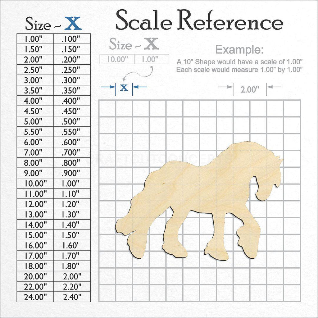 A scale and graph image showing a wood Gypsy Vanner craft blank