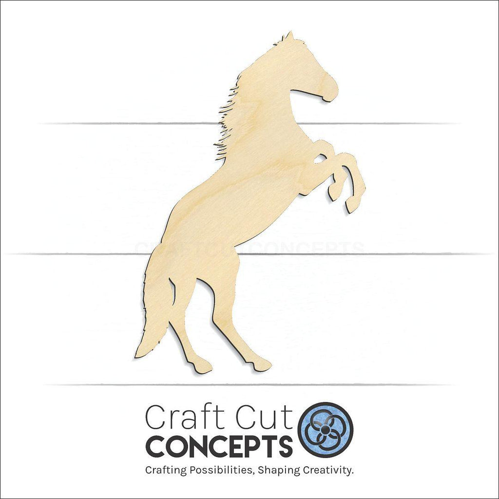 Craft Cut Concepts Logo under a wood Rearing Horse craft shape and blank