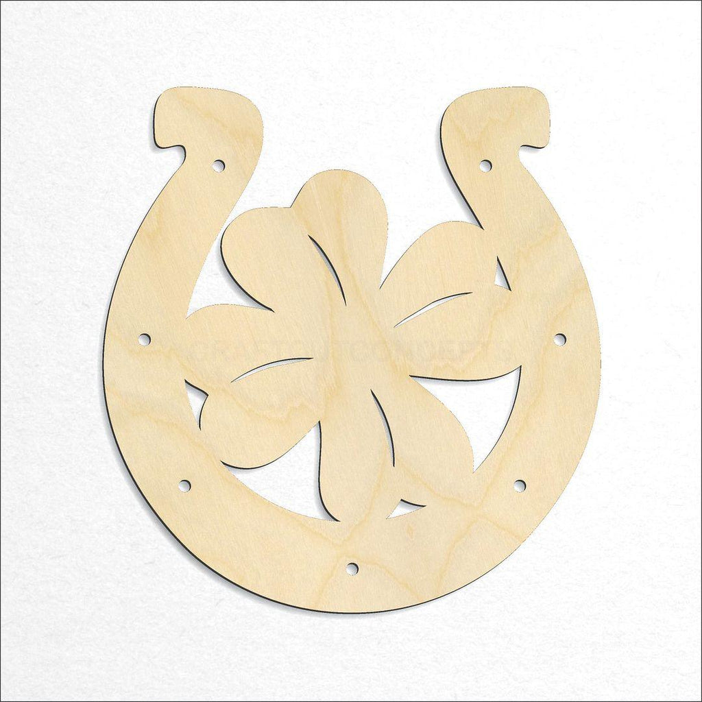 Wooden Lucky Clover Horseshoe craft shape available in sizes of 3 inch and up