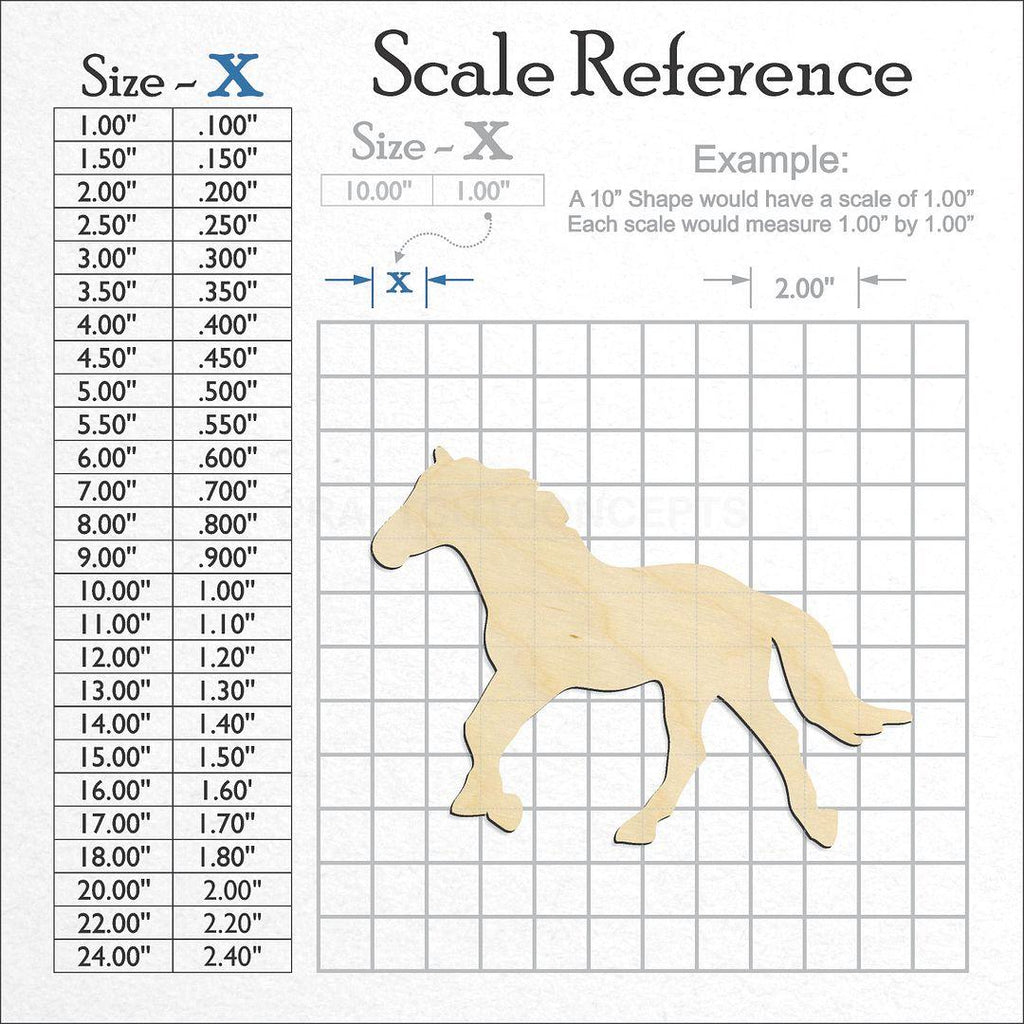 A scale and graph image showing a wood Horse craft blank