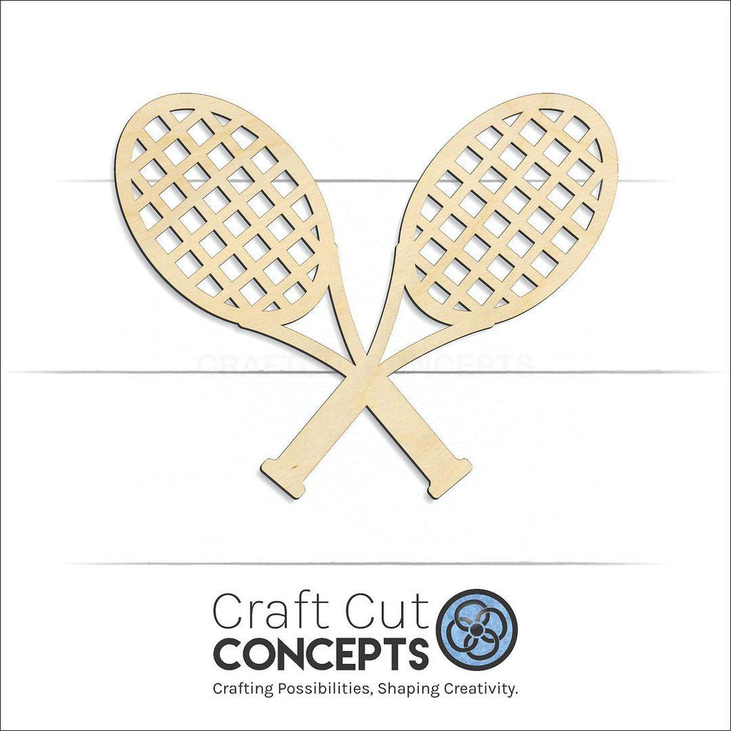 Craft Cut Concepts Logo under a wood Sports - Tennis Racket Pair craft shape and blank