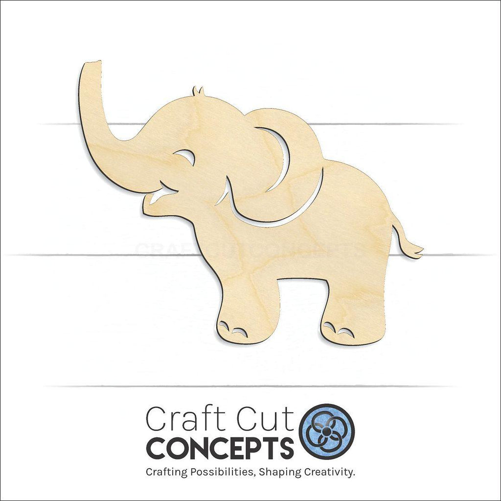 Craft Cut Concepts Logo under a wood Elephant craft shape and blank