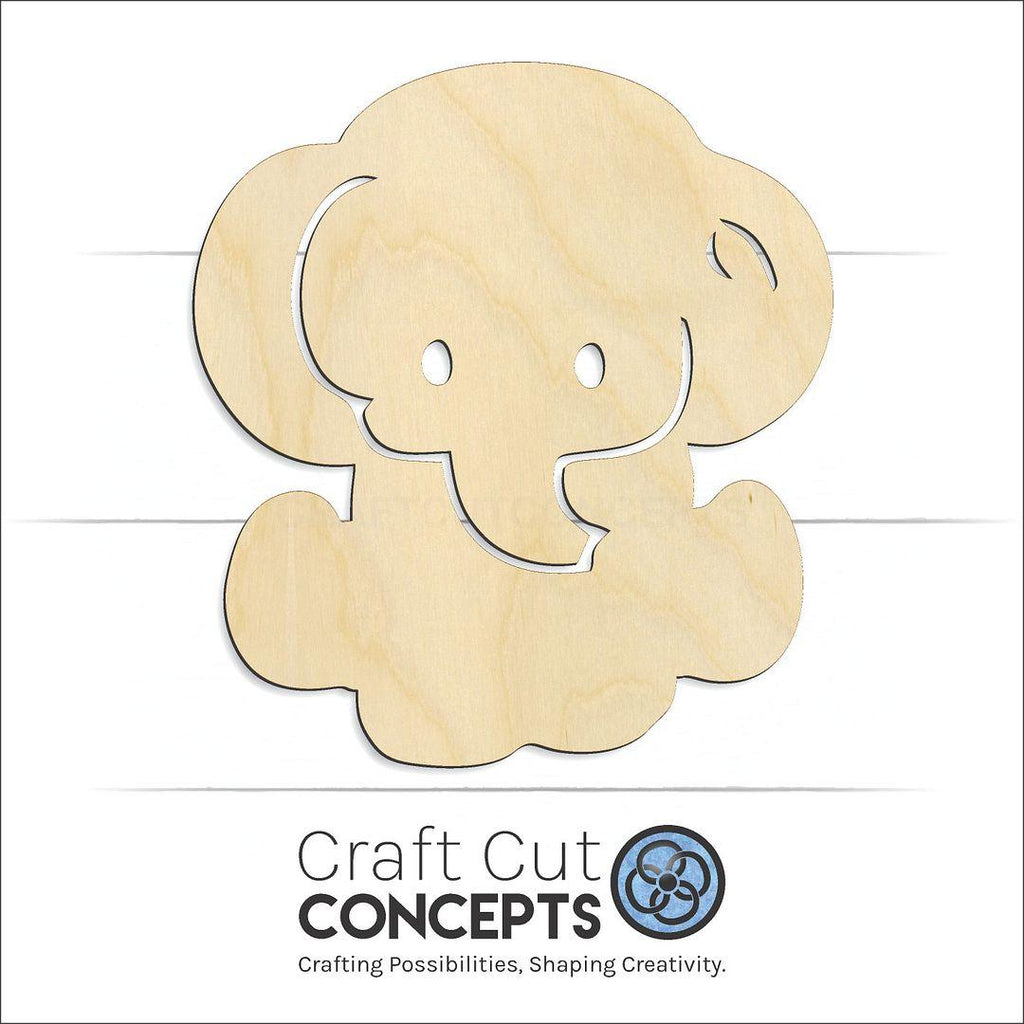 Craft Cut Concepts Logo under a wood Elephant craft shape and blank