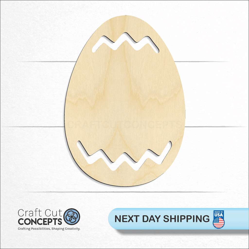 Craft Cut Concepts logo and next day shipping banner with an unfinished wood Easter Egg craft shape and blank