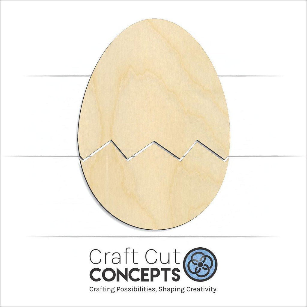 Craft Cut Concepts Logo under a wood Cracked Egg craft shape and blank