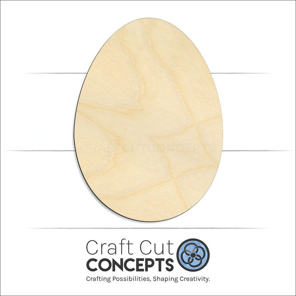 Craft Cut Concepts Logo under a wood Egg craft shape and blank