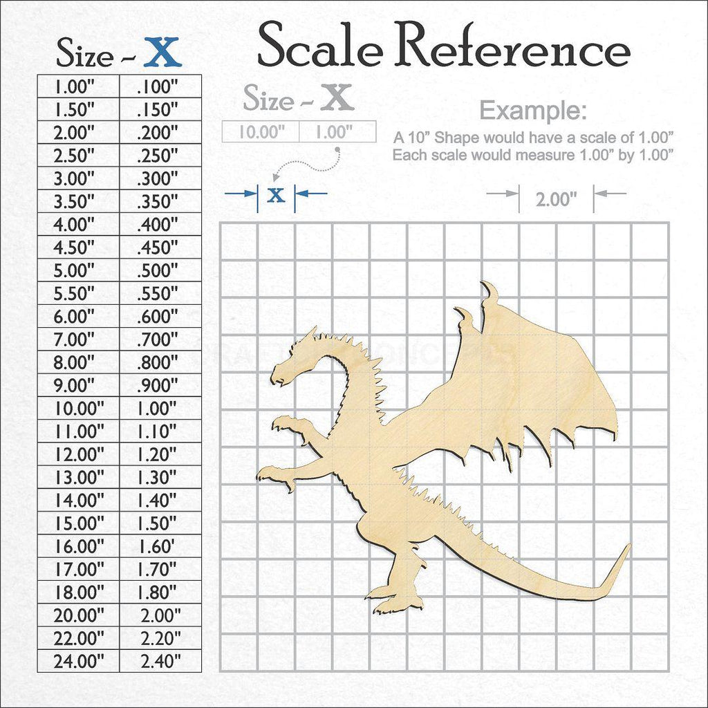 A scale and graph image showing a wood Dragon -4 craft blank