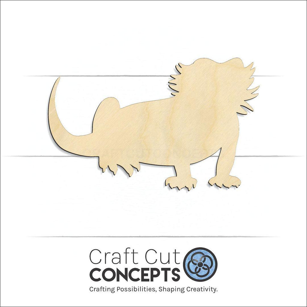 Craft Cut Concepts Logo under a wood Bearded Dragon craft shape and blank