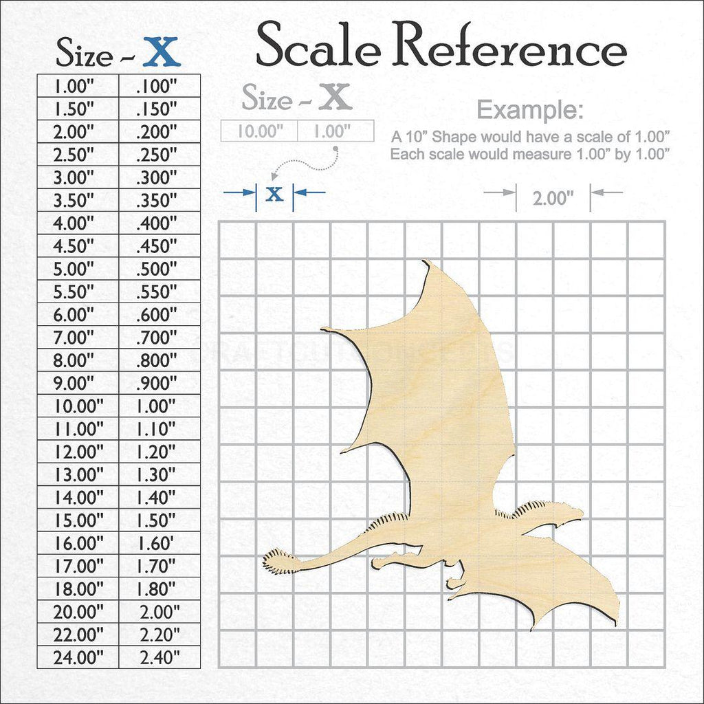 A scale and graph image showing a wood Dragon craft blank