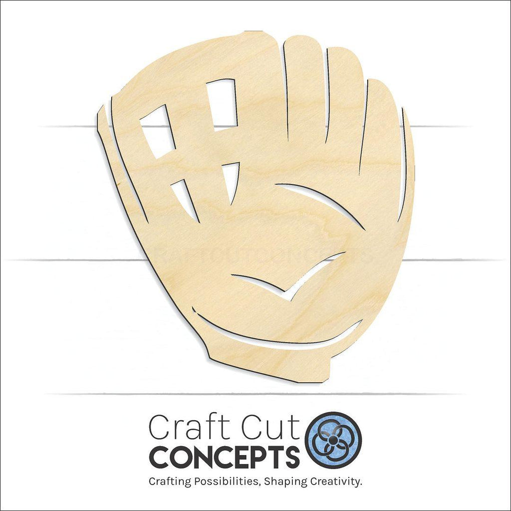 Craft Cut Concepts Logo under a wood Baseball Glove  craft shape and blank