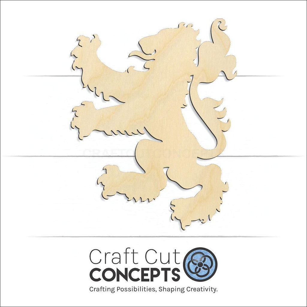 Craft Cut Concepts Logo under a wood Rampant Lion craft shape and blank