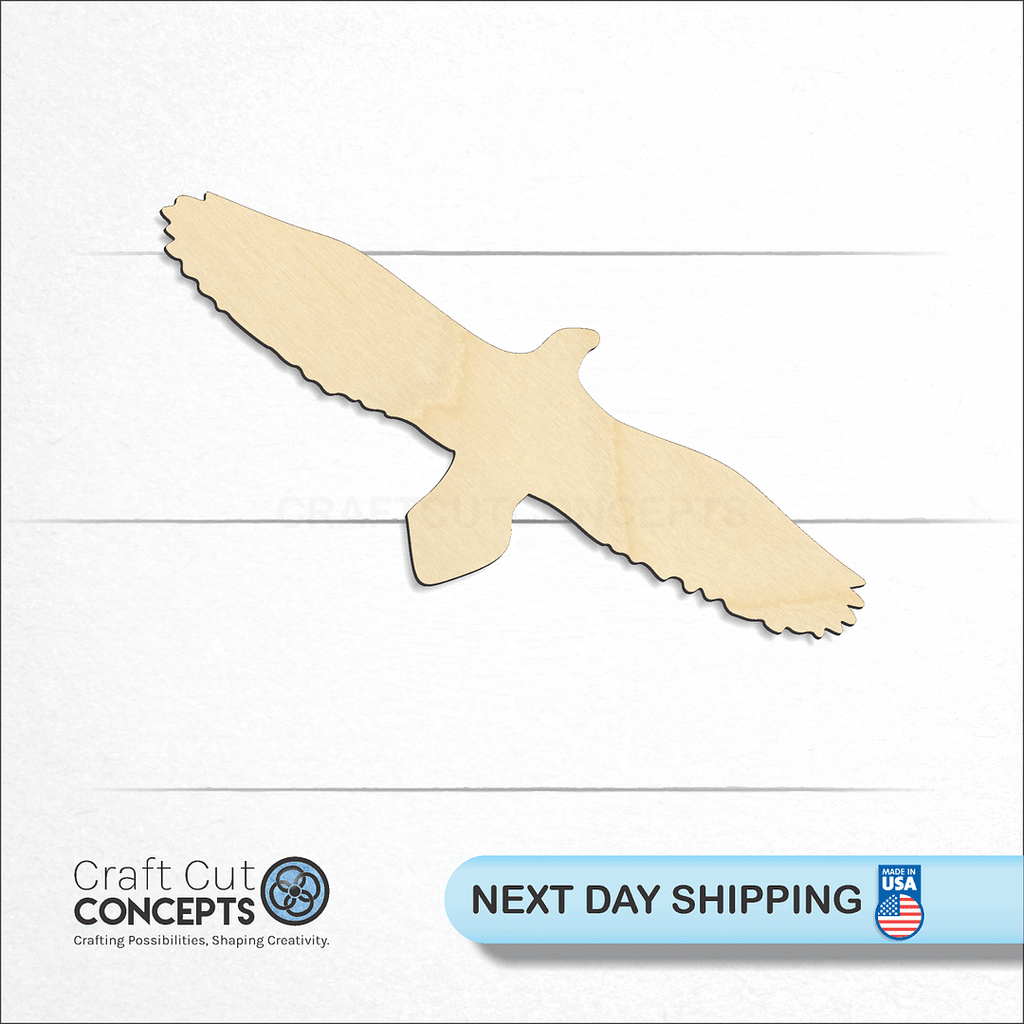 Craft Cut Concepts logo and next day shipping banner with an unfinished wood Eagle -2 craft shape and blank