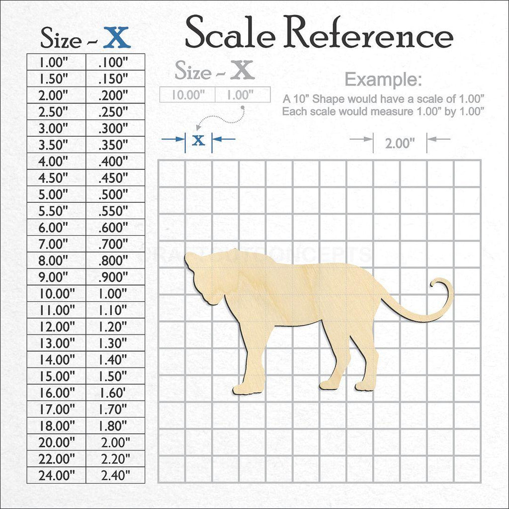 A scale and graph image showing a wood Big Cat -2 craft blank