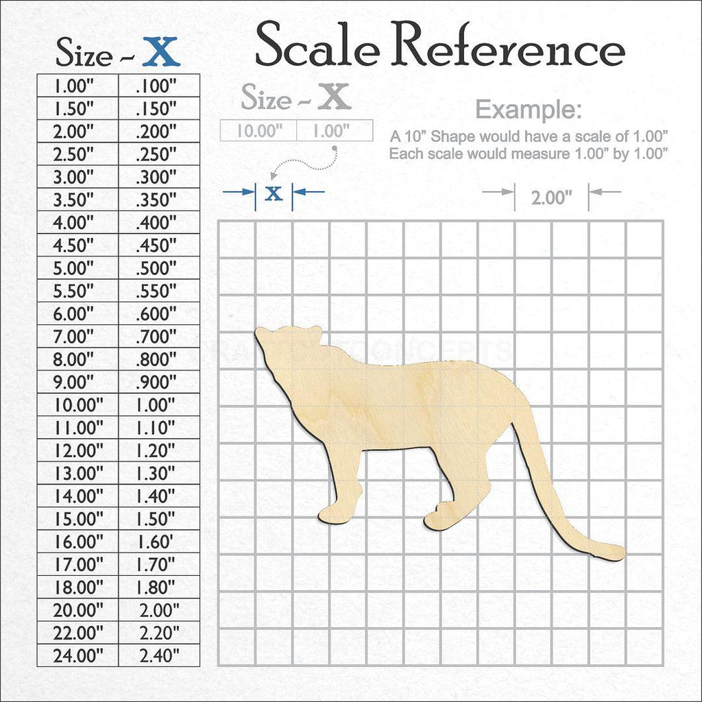 A scale and graph image showing a wood Big Cat -3 craft blank