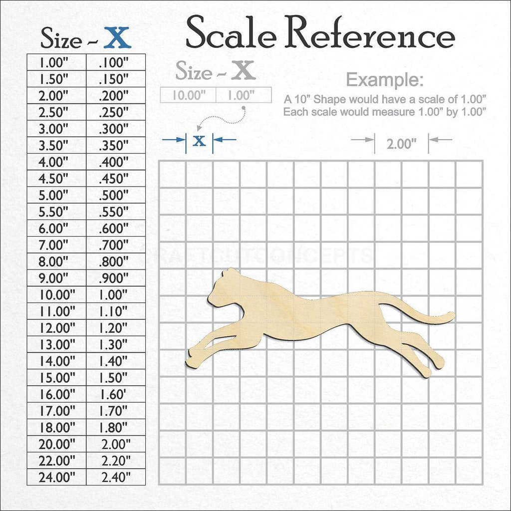 A scale and graph image showing a wood Big Cat -4 craft blank