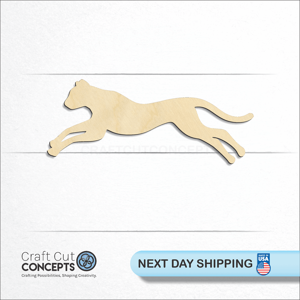 Craft Cut Concepts logo and next day shipping banner with an unfinished wood Big Cat -4 craft shape and blank