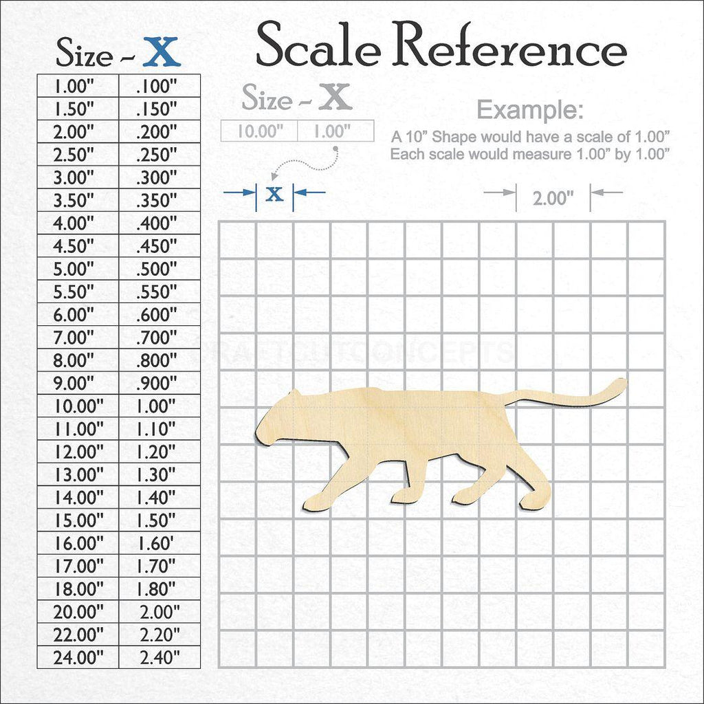 A scale and graph image showing a wood Big Cat craft blank