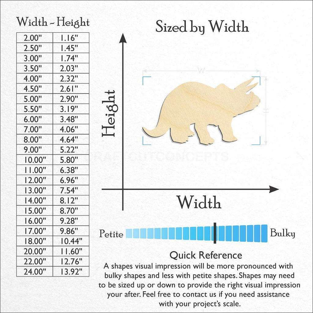 Sizes available for a laser cut Dinosaur -2 craft blank