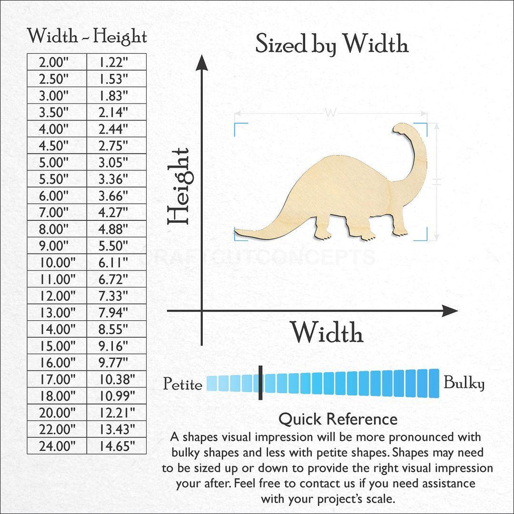 Sizes available for a laser cut Dinosaur -3 craft blank