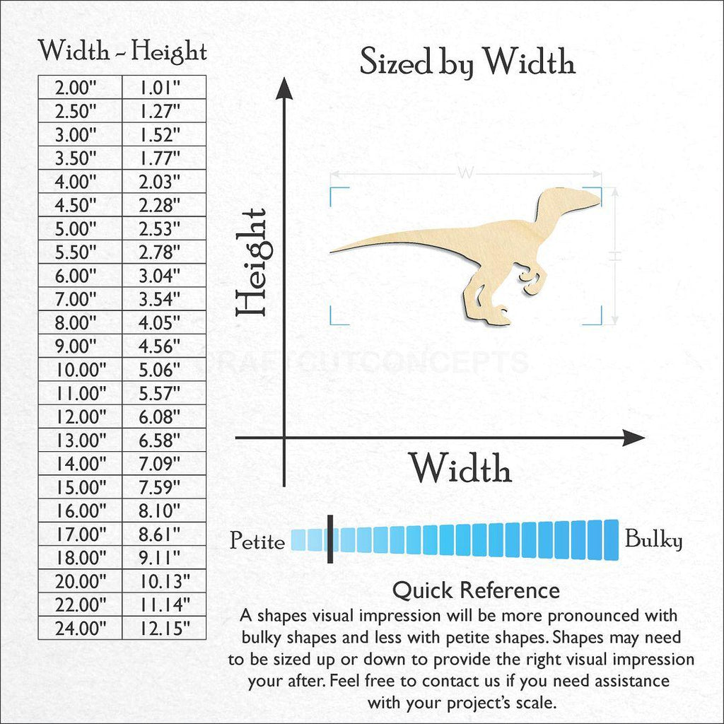 Sizes available for a laser cut Dinosaur -6 craft blank