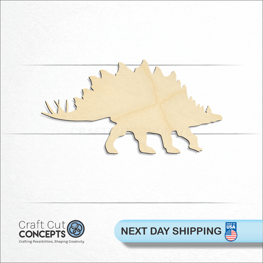 Craft Cut Concepts logo and next day shipping banner with an unfinished wood Dinosaur -7 craft shape and blank