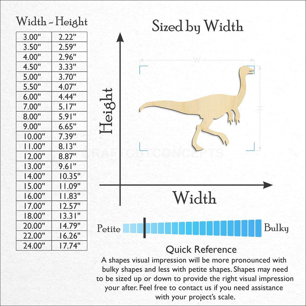 Sizes available for a laser cut Dinosaur -8 craft blank